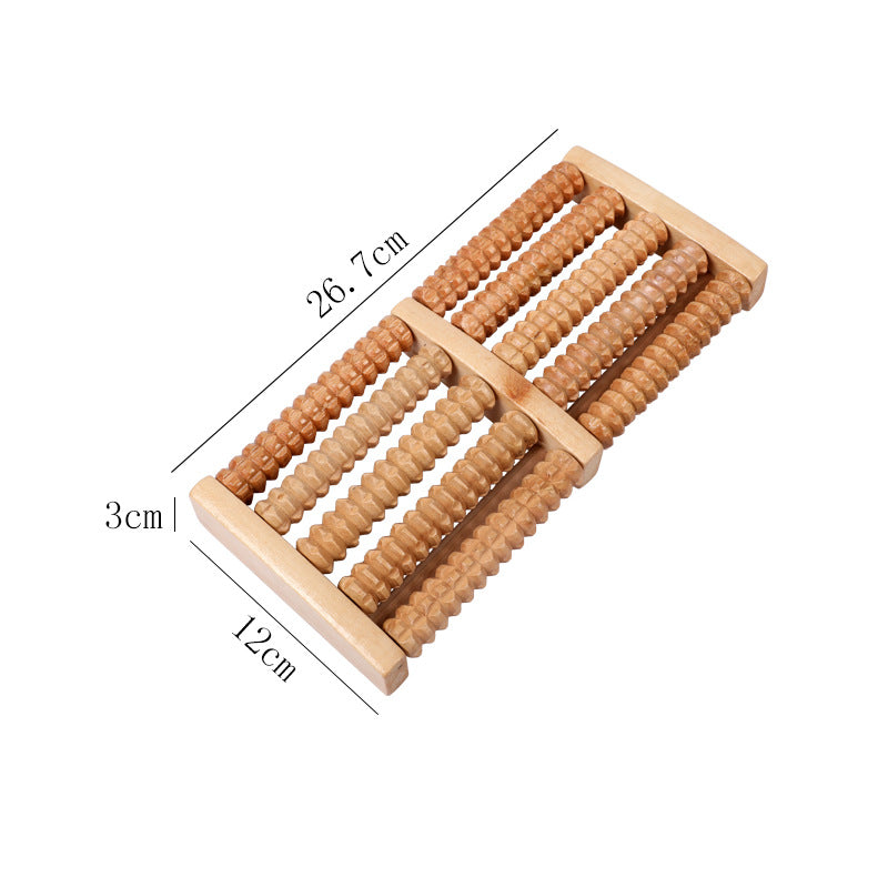 Wood Six Row Large Roller Foot Massager