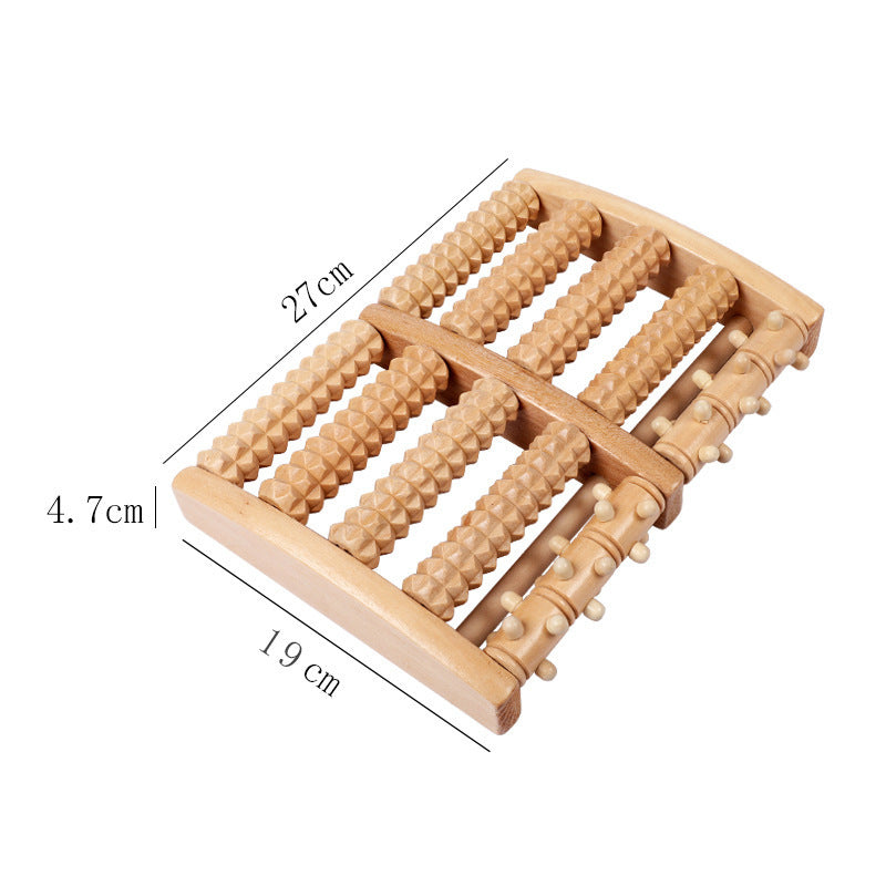 Wood Six Row Large Roller Foot Massager