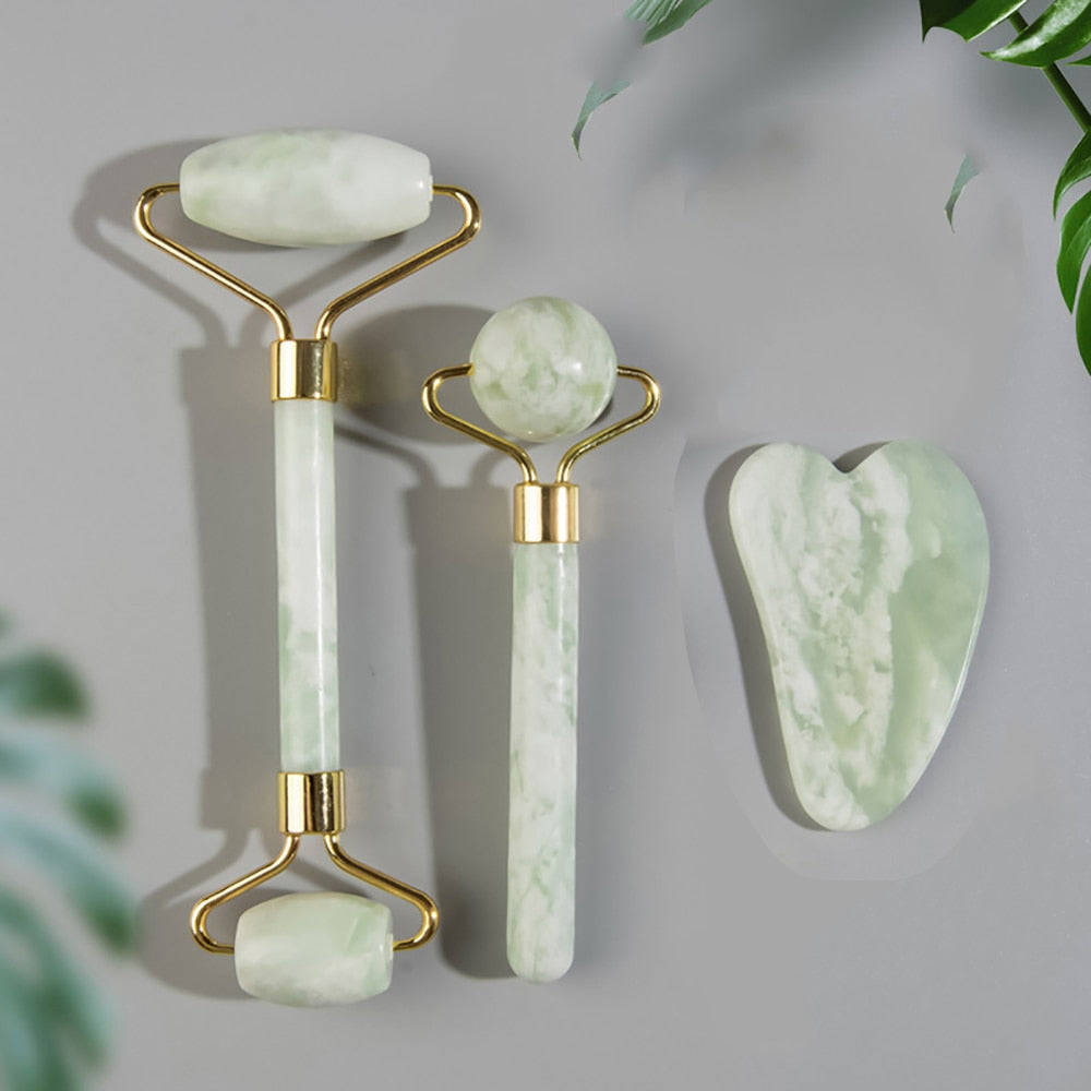 Natural Jade Face Roller Masssager Set