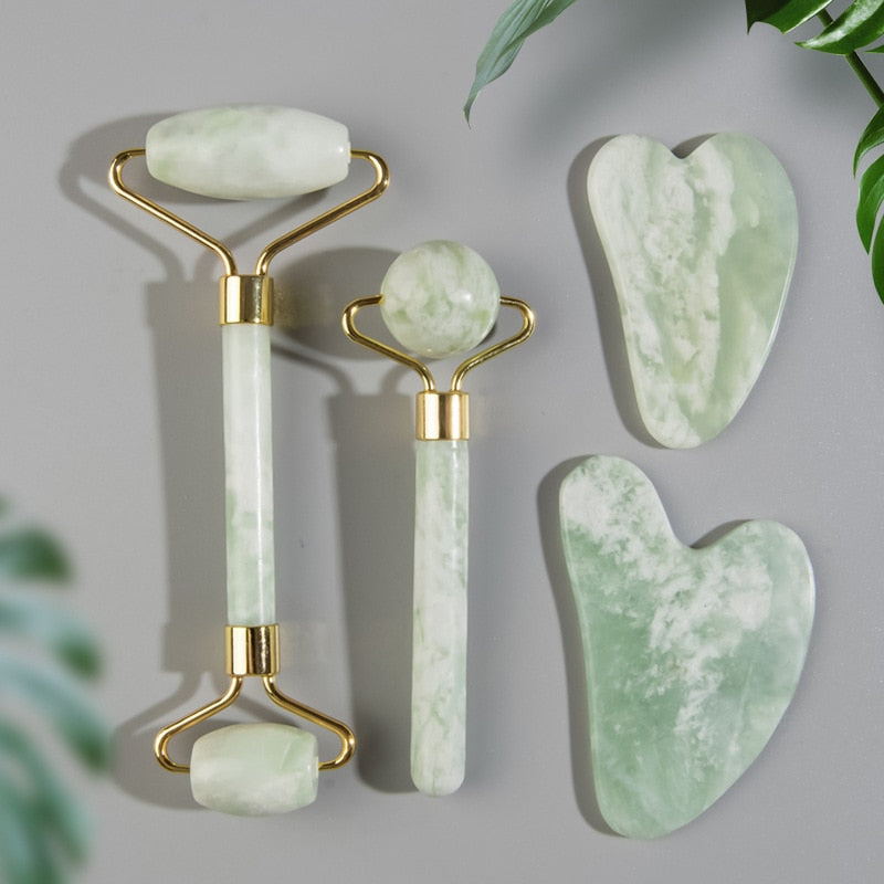 Natural Jade Face Roller Masssager Set